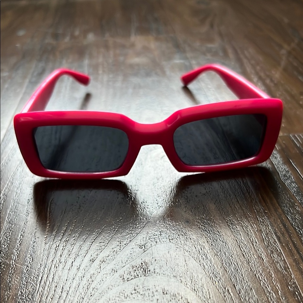 Trendy Pink Rectangular Sunglasses - image 2